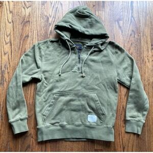Alpha Industries Hoodie Mens Size XS Olive Geeen 1/4 Zip Cotton Blend Military